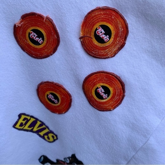 Vintage Elvis Presley Crewneck Sweatshirt Homemade Puff Paint Iron On Size XL - Picture 6 of 9